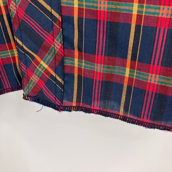 Vintage Rustler Blue Red Green Plaid XLong Tails Pearl Snap Western Shirt Top - Picture 8 of 9